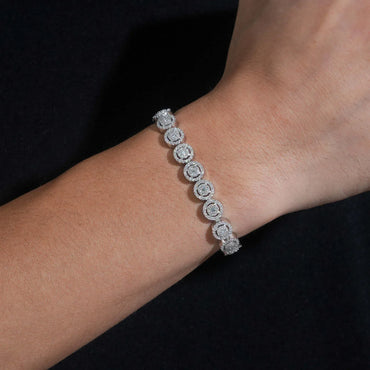 8mm Iced-Out Moissanite Round-Link Bracelet – S925 Sterling Silver Hip Hop Streetwear Jewelry for Men - CaratixJewelry