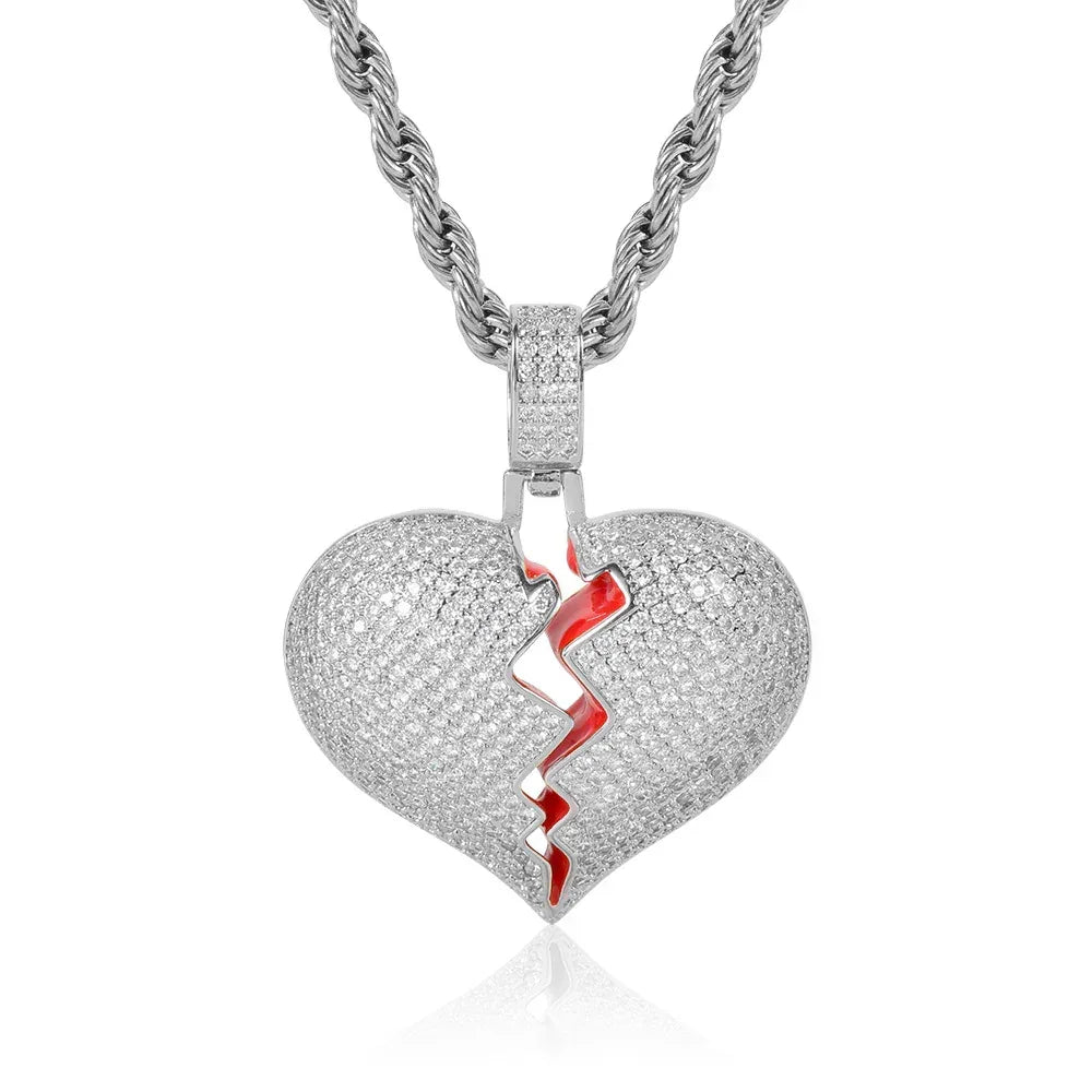 Heartbreak Pendant Necklace with Copper Frame and Zircon Stones for Couples | Caratix Jewelry - CaratixJewelry