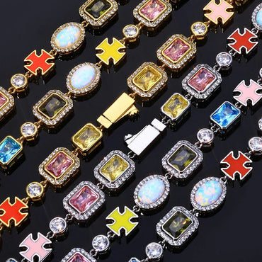 Custom New Opal & Zircon Fusion Necklace | Elite Rapper Iced Out Chain | Caratix - CaratixJewelry