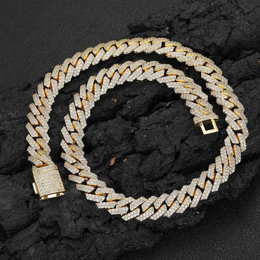 12mm Double Row Iced Out Cut Cuban Chain Zircon Necklace - CaratixJewelry