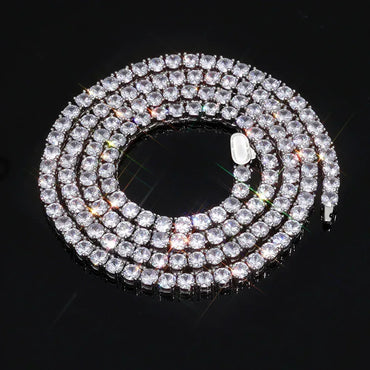 Single-Row Moissanite Tennis Chain Necklace for Women – S925 Sterling Silver Luxury Hip Hop Jewelry - CaratixJewelry