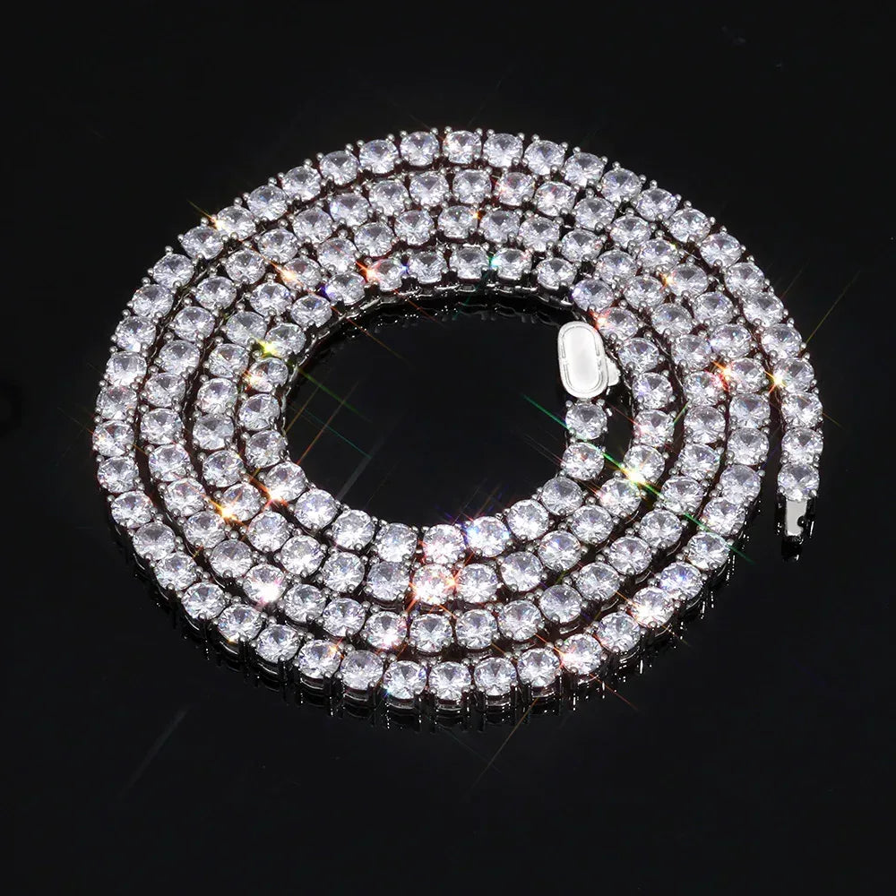 Zircon Tennis Chain Necklace Spring Clasp for Men & Women | Caratix Jewelry - CaratixJewelry