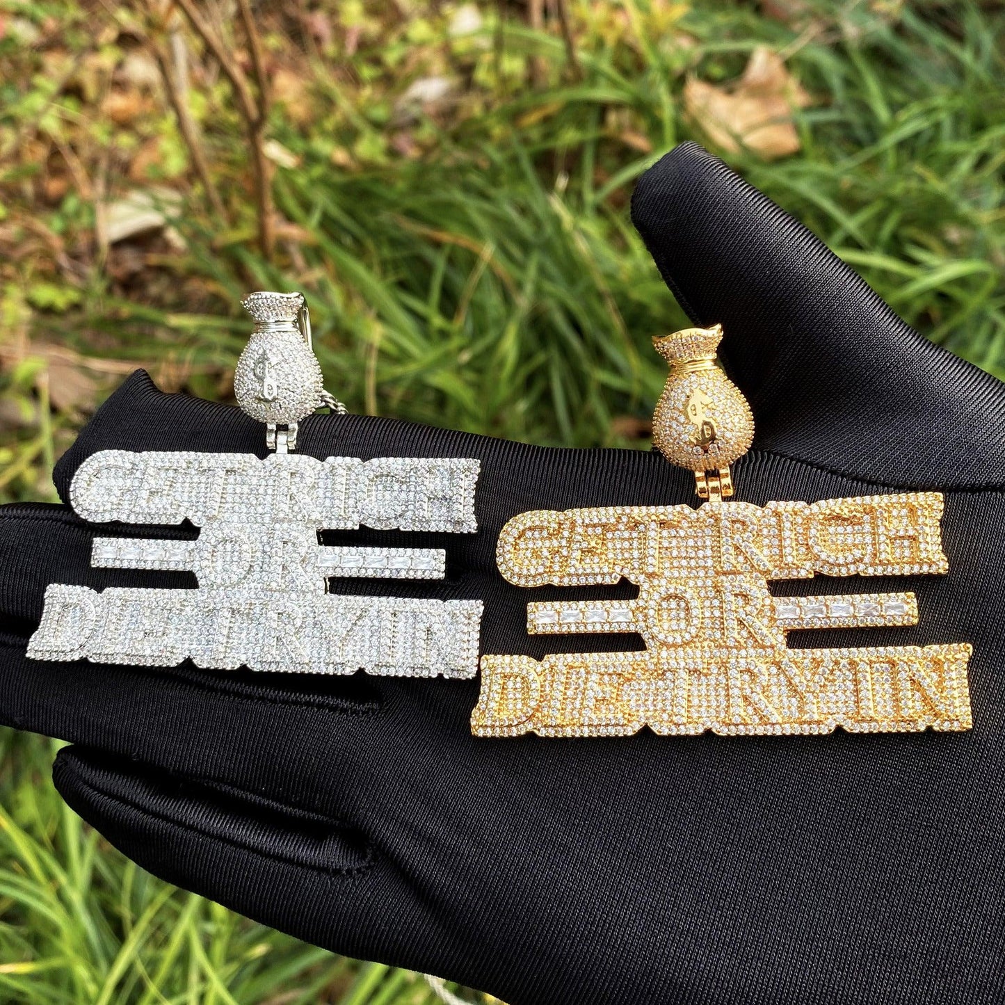 Women's Manifestation Hustle Necklace | Premium Copper CZ Money Motto Jewelry - CaratixJewelry