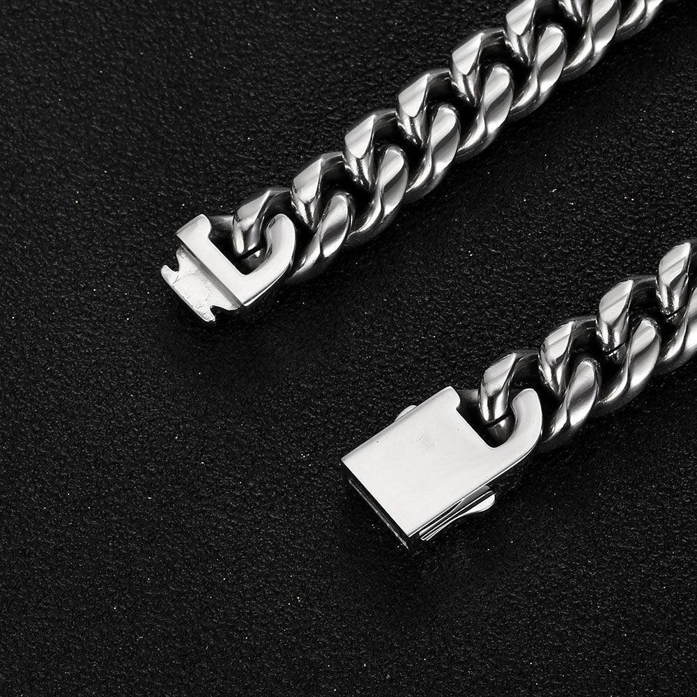 Polished Miami Cuban Chain Necklace with Flip Clasp Titanium Steel for Men | Caratix Jewelry - CaratixJewelry