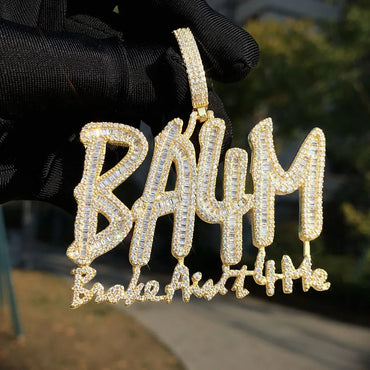 BA4M Letter Pendant Necklace | 18K Gold CZ Iced Out Hip Hop Luxury Jewelry - CaratixJewelry