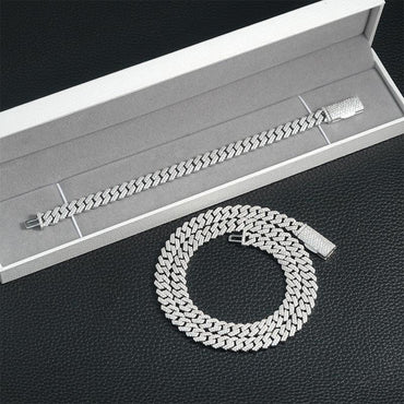 8mm Double-Row Moissanite Cuban Link Necklace | S925 Silver Hip Hop Jewelry - CaratixJewelry