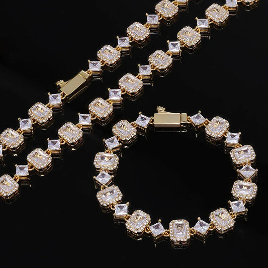 Geometric Zircon Chain Necklace Hip Hop Jewelry for Women | Caratix Jewelry - CaratixJewelry