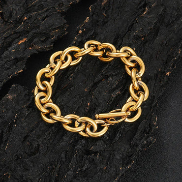 12mm Stainless Steel Cross and O-Link Bracelet - CaratixJewelry