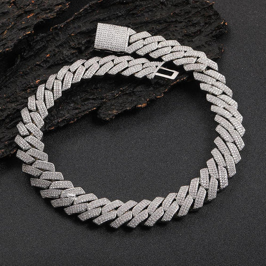 20mm -Cut Cuban Link Moissanite Chain for Men – S925 Sterling Silver Luxury Hip Hop Necklace - CaratixJewelry