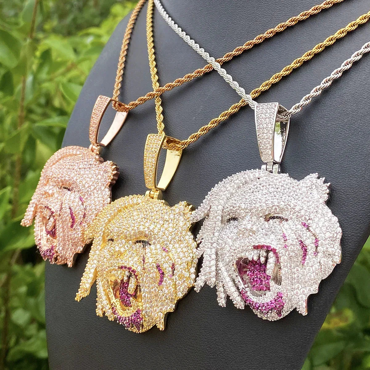 Iced Out Harley Quinn Pendant | Men's Real Copper CZ Necklace - CaratixJewelry