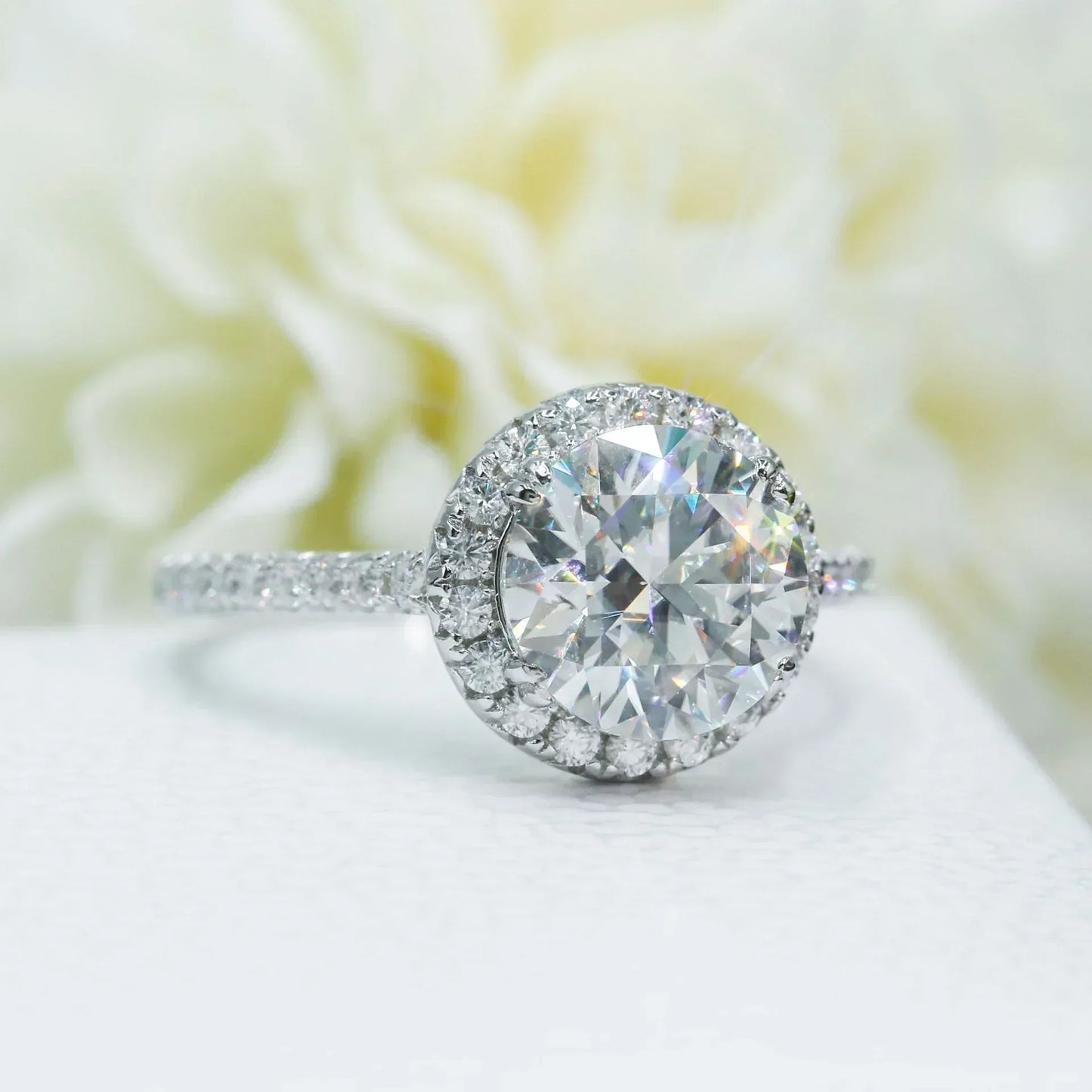 3ct Round Moissanite Engagement Ring | S925 Silver Luxury Women’s Bridal Jewelry - CaratixJewelry