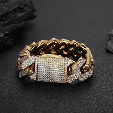 25mm Triple Row Iced-Out Cuban Link Bracelet - CaratixJewelry