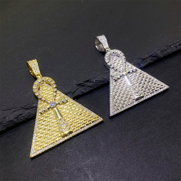 S925 Sterling Silver Moissanite Pyramid Pendant | Iced Out Egyptian Charm | Caratix