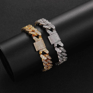 12mm Iced Out Cuban Chain Necklace Single Row Zircon - CaratixJewelry