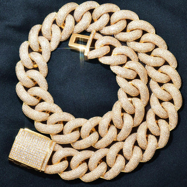 25mm Iced Out Bubble Cuban Chain Necklace with Copper & Zircon - CaratixJewelry