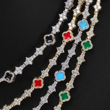 Airplane Motif Enamel Tennis Chain Necklace Zircon Bling Jewelry for Men & Women | Caratix Jewelry - CaratixJewelry