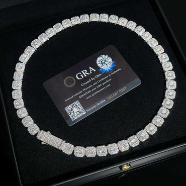10mm D-Shape Moissanite Cuban Link Necklace | S925 Silver Iced Out Chain - CaratixJewelry