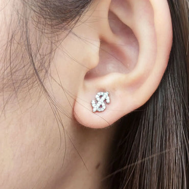 Hip Hop Dollar Sign Zircon Earrings for Men and Women | Simple Copper Earrings with Zircon Stones | Caratix Jewelry - CaratixJewelry