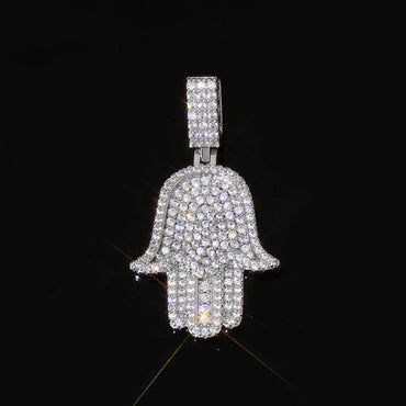 Iced Out Hand of Fatima Pendant Copper Zircon Iced Out Pendants for Men | Caratix Jewelry - CaratixJewelry