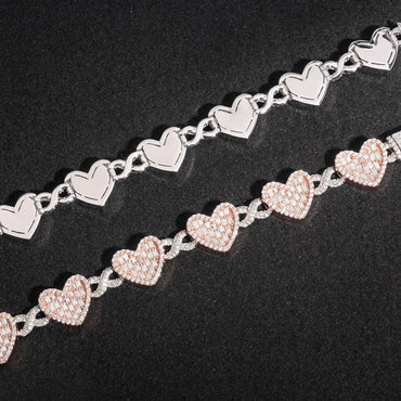 Heart Moissanite Cuban Link Bracelet – S925 Sterling Silver Iced-Out Hip Hop Streetwear Jewelry - CaratixJewelry