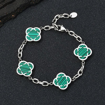 Stainless Steel Clover O-Chain Bracelet Non-Tarnish Gold Clover Link - CaratixJewelry