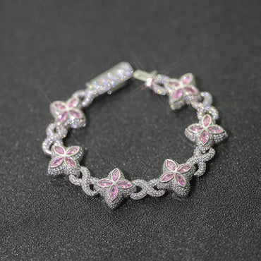 8mm S925 Sterling Silver Moissanite Infinity 8 Cuban Bracelet | VVS Moissanite Clover Link | Luxury Gold Chain Rapper Style | Caratix - CaratixJewelry
