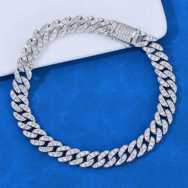 9mm Moissanite Cuban Link Bracelet – Custom S925 Sterling Silver Iced-Out Hip Hop Men’s Luxury Streetwear Accessory - CaratixJewelry