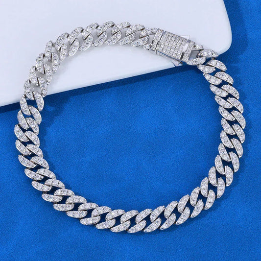 9mm Moissanite Cuban Link Bracelet – Custom S925 Sterling Silver Iced-Out Hip Hop Men’s Luxury Streetwear Accessory - CaratixJewelry