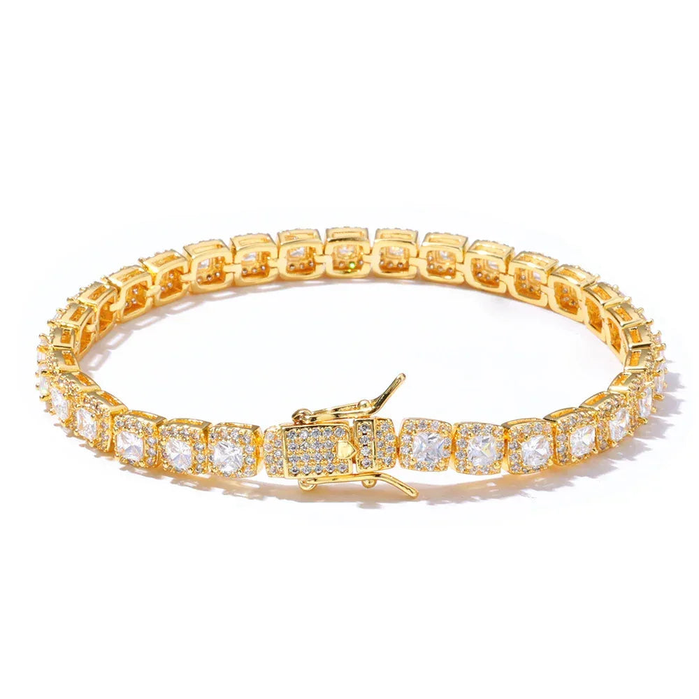 5mm Square Zircon Tennis Bracelet Hip Hop Bling for Men | Caratix Jewelry - CaratixJewelry
