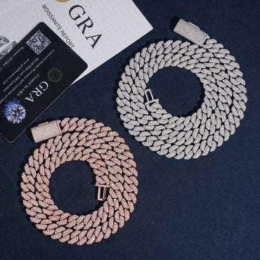 10mm Moissanite Crescent Cuban Link Necklace | S925 Silver Men’s Hip Hop Chain - CaratixJewelry