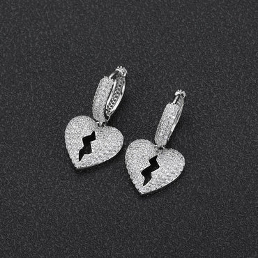 DIY Heartbreak Earrings with Micro-Pave Zircon Stones for Men | Trendy Hip Hop Jewelry | Caratix Jewelry - CaratixJewelry