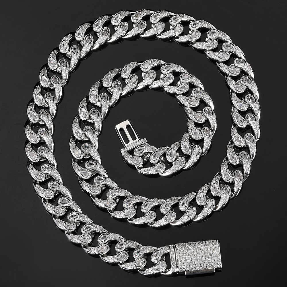 16mm Eyeglass Link Cuban Chain Necklace Zircon - CaratixJewelry