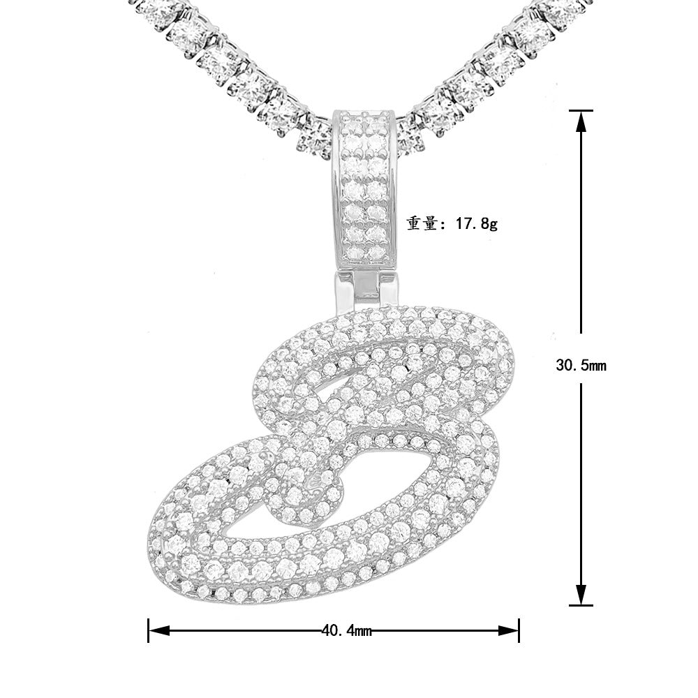 Iced Out Letter B Pendant | Men's Gold Plated Hip Hop Alphabet Charm | Caratix