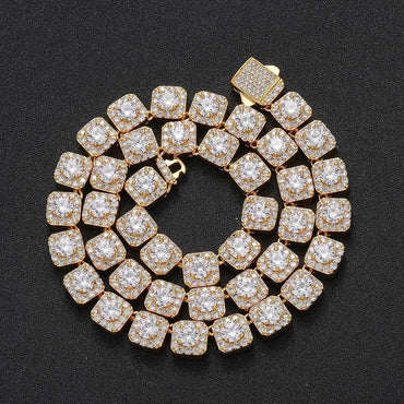 10mm Iced Out Square Chain Zircon Necklace with Spring Clasp for Men | Caratix Jewelry - CaratixJewelry