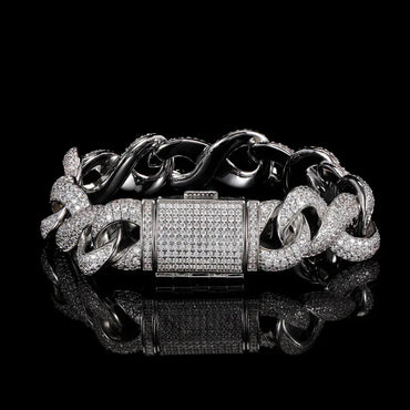 15mm Figure 8 Chain Bracelet Zircon Hip Hop Jewelry for Men | Caratix Jewelry - CaratixJewelry
