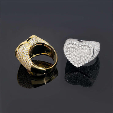 Heart Moissanite Iced Out Ring | S925 Silver Unisex Hip Hop Fashion Jewelry - CaratixJewelry