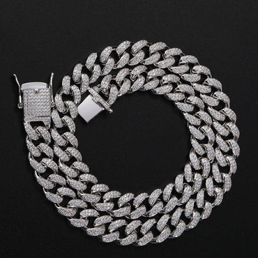 12mm Iced Out Cuban Chain High Quality Zircon Rapper Necklace - CaratixJewelry