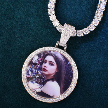 Epoxy Photo Pendant Necklace | Iced Out CZ Custom Picture Hip Hop DIY Jewelry - CaratixJewelry