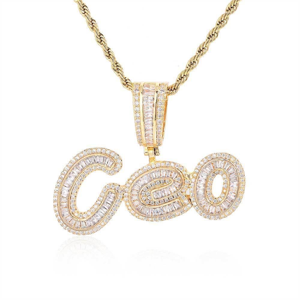 Custom Letter Pendant Necklace with Zircon Stones for Men and Women | Caratix Jewelry - CaratixJewelry