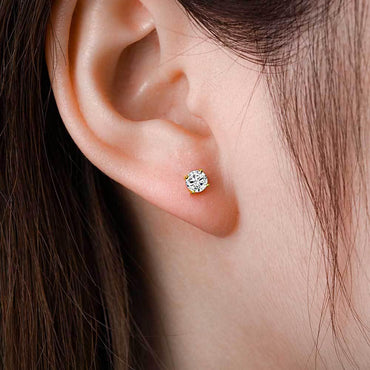 Round Zircon Four-Prong Stud Earrings with S925 Silver Pin | Fashionable Hip Hop Jewelry for Men and Women | Caratix Jewelry - CaratixJewelry