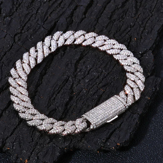Custom 10mm Triple Row Cuban Chain Bracelet - CaratixJewelry