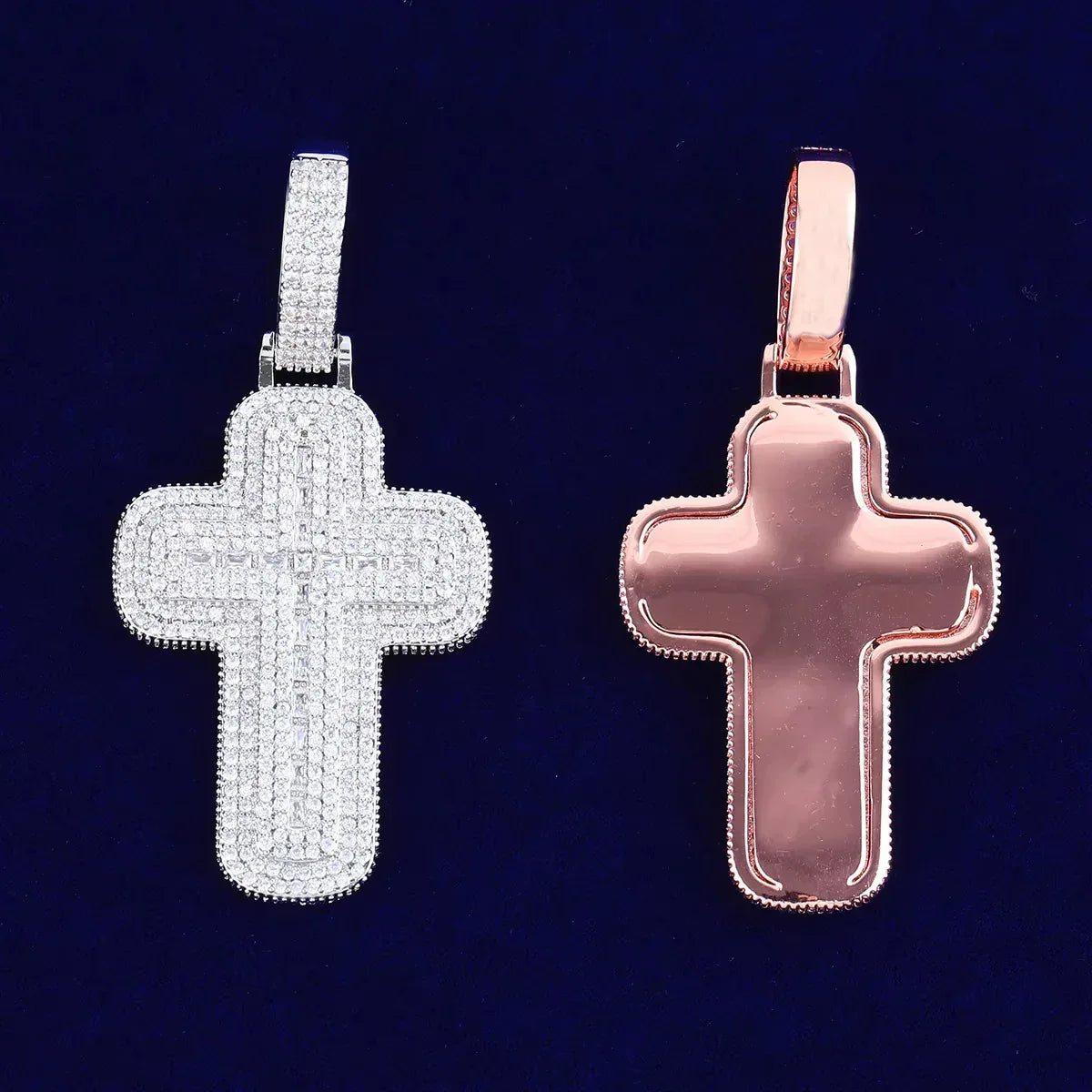 Iced Out Chunky Cross Pendant | Women's Thick "Puff" 3D Necklace | Premium Copper CZ Statement Jewelry | Bold & Cute Bling | Caratix - CaratixJewelry