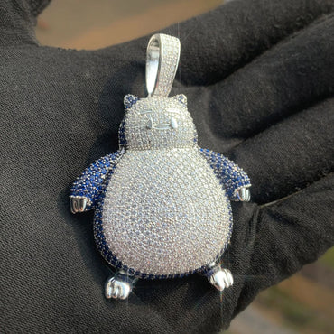 Iced Out Cute Monster Pendant Necklace – Hip Hop Cartoon CZ Jewelry for Men & Women - CaratixJewelry