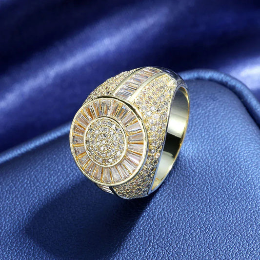 T Cut Zircon Round Ring Rapper Style Hip Hop Jewelry | Caratix Jewelry - CaratixJewelry