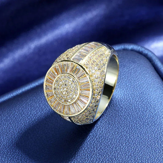 T Cut Zircon Round Ring Rapper Style Hip Hop Jewelry | Caratix Jewelry - CaratixJewelry