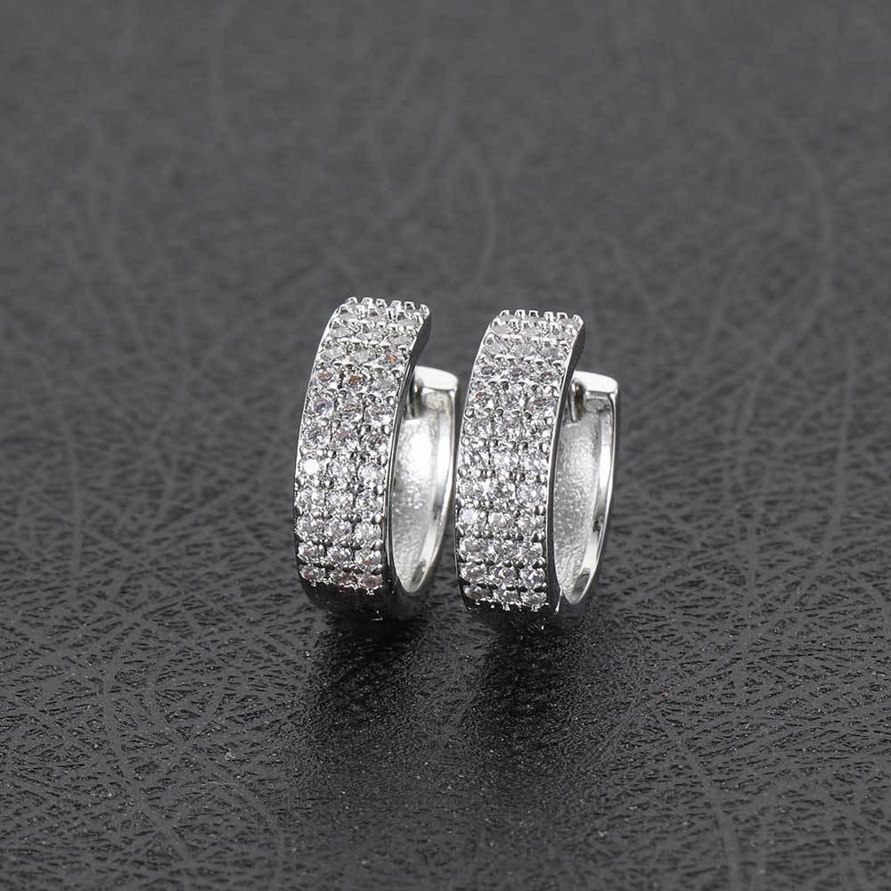 Square Hoop Earrings with Micro-Pave 3-Row Zircon Stones for Men and Women | Trendy Hip Hop Jewelry | Caratix Jewelry - CaratixJewelry