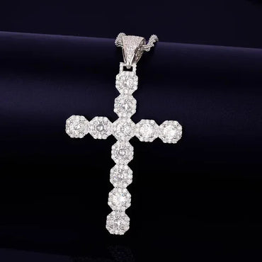 Iced Out Classic Cross Pendant | Men's Essential Hip Hop Necklace | Premium Copper CZ Religious Jewelry | Timeless Look | Caratix - CaratixJewelry