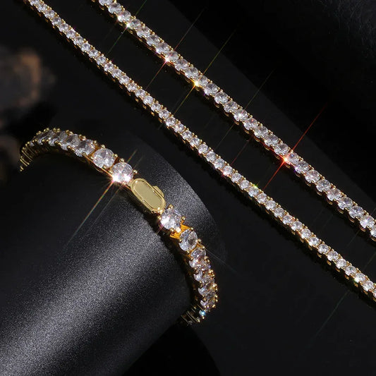 Iced Out Tennis Chain Necklace Single Row Zircon Bling Jewelry | Caratix Jewelry - CaratixJewelry