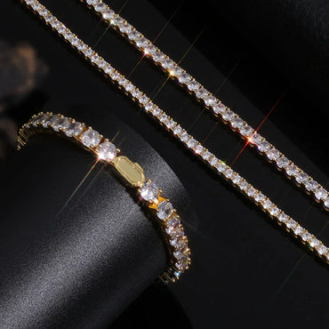 Iced Out Tennis Chain Necklace Single Row Zircon Bling Jewelry | Caratix Jewelry - CaratixJewelry