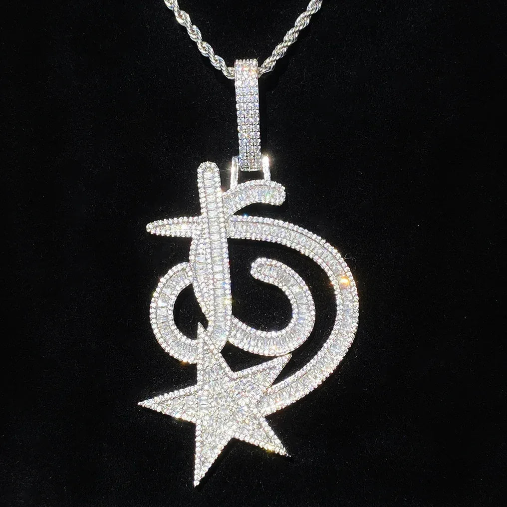 Iced Out 3D Star Pendant | Men's Real Copper CZ Necklace - CaratixJewelry